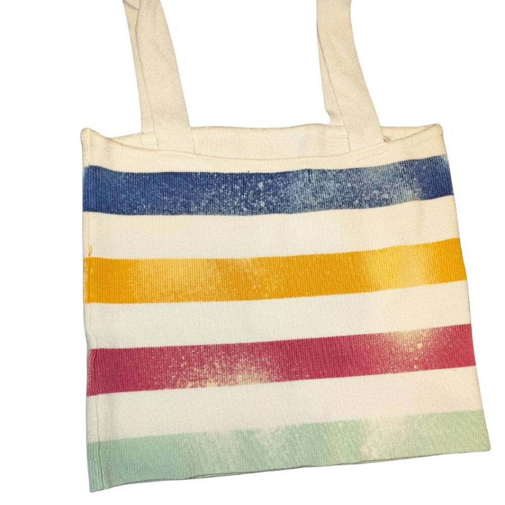Custom Bleach Pattern Rainbow Stripe Knit Tank - Picture 2 of 3
